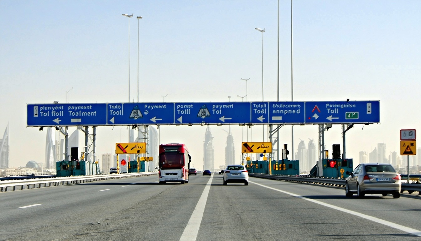 Electronic toll payment system in use on Dubai highway