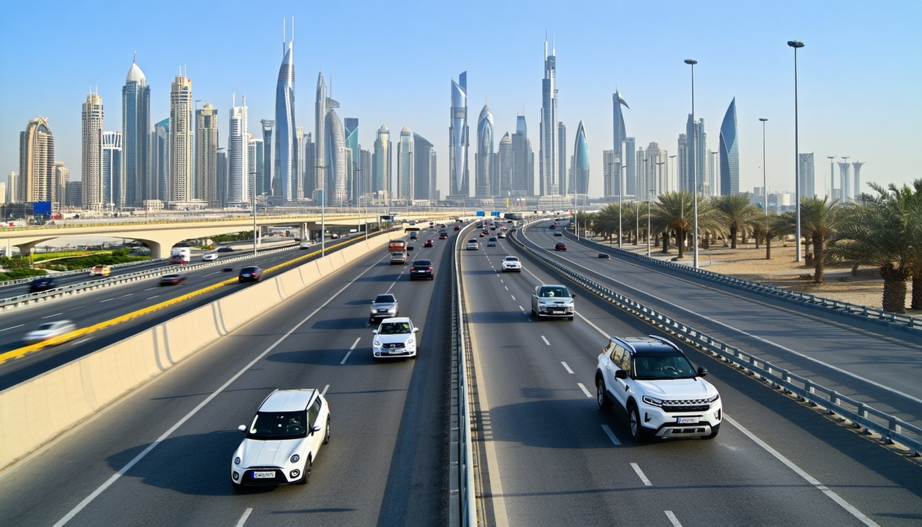 Scenic view of Dubai road network with smooth traffic